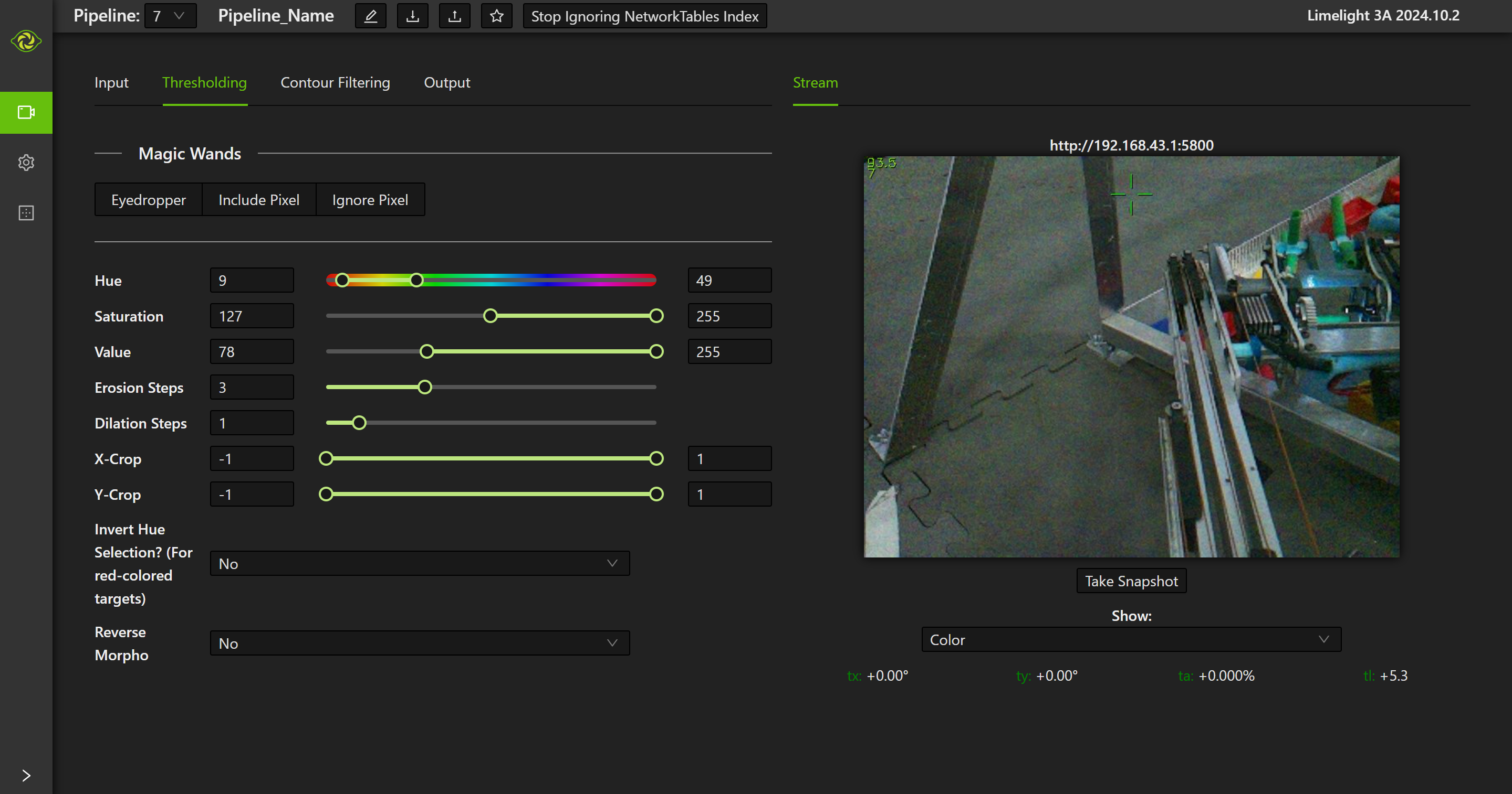 Limelight dashboard background